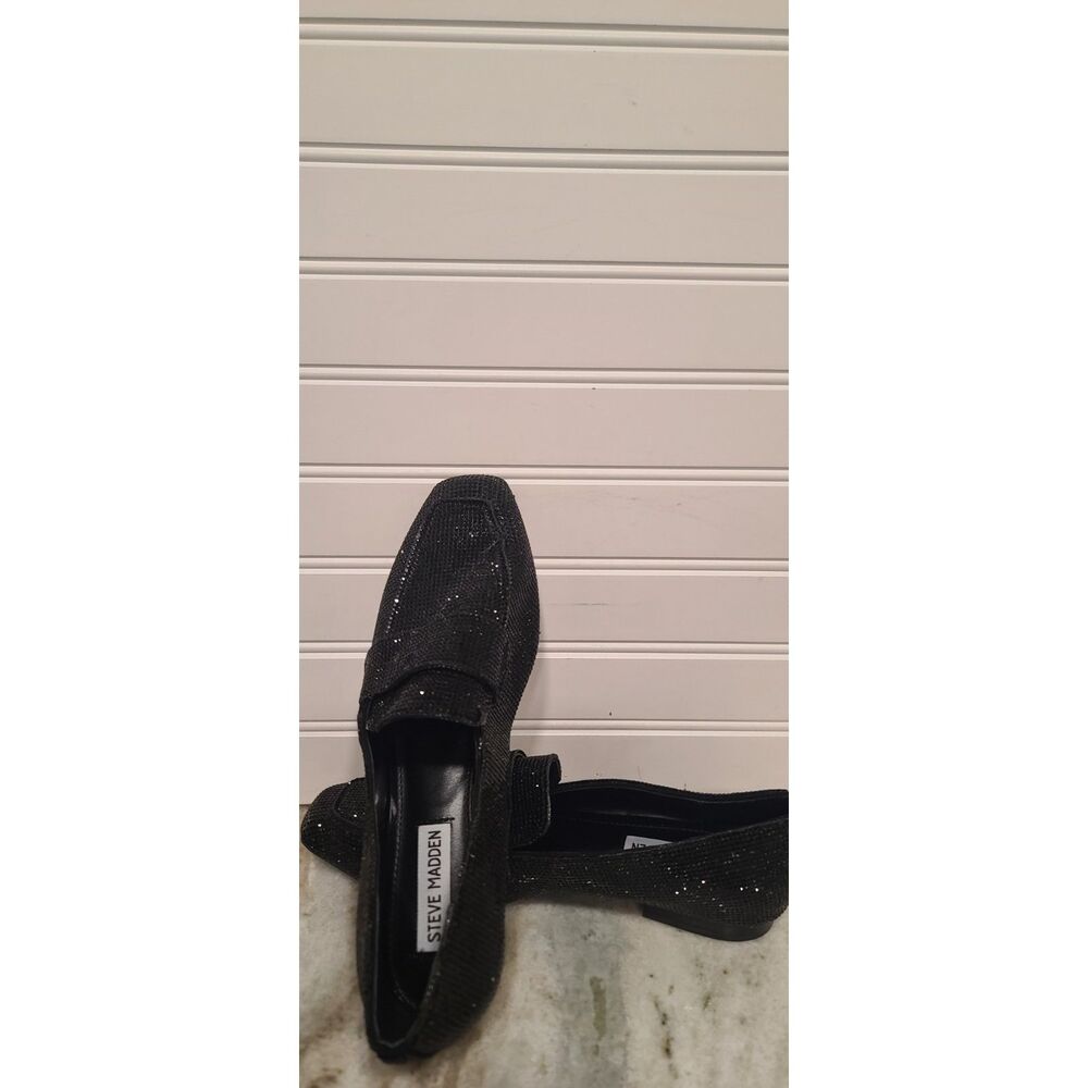 Steve Madden Riski Black Rhinestone Loafers Size 7.5 NWT